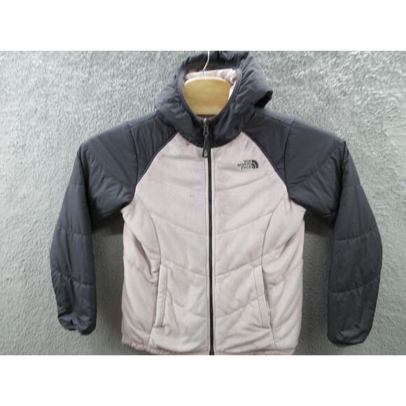 NORTH FACE Girls Large Reversible Fleece Hooded Jacket - Picture 1 of 16